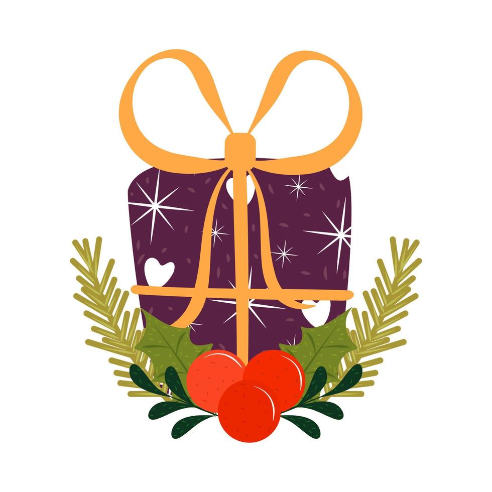 gift and mistletoe christmas vector