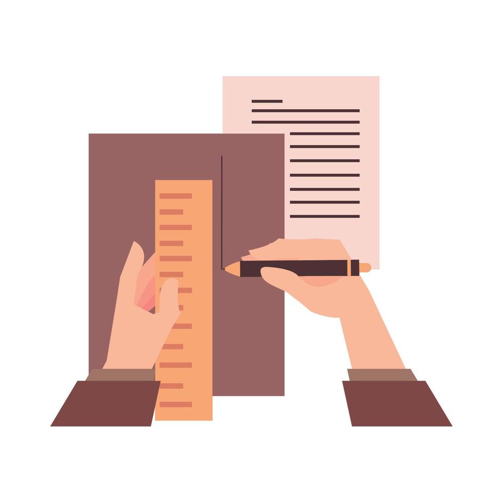 working with ruler and pencil vector