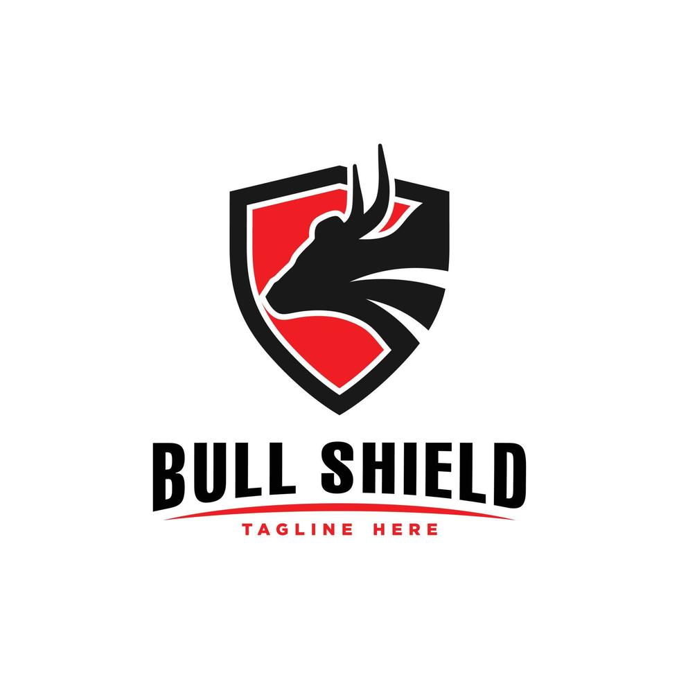 logotipo de ilustración de vector de escudo de cabeza de toro