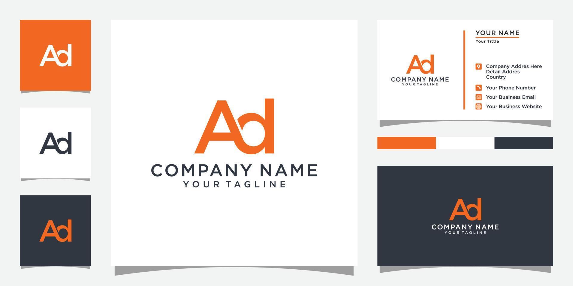 AD or DA initial letter logo design vector