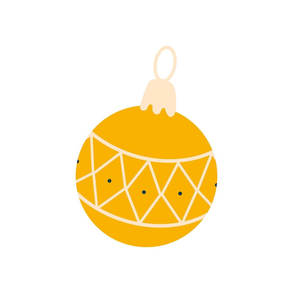 Yellow bauble decoration isolated on white background. Symbol of Happy New Year and Christmas celebration. vector