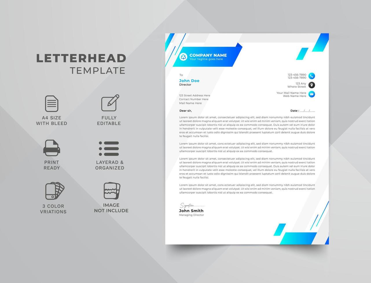 Corporate business letterhead, elegant and minimalist style letterhead template design full vector. vector