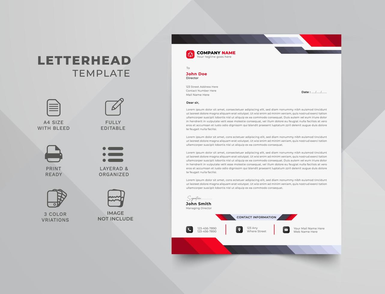 Two modern color letterhead template design for business identity. Minimalist style letterhead template design. vector