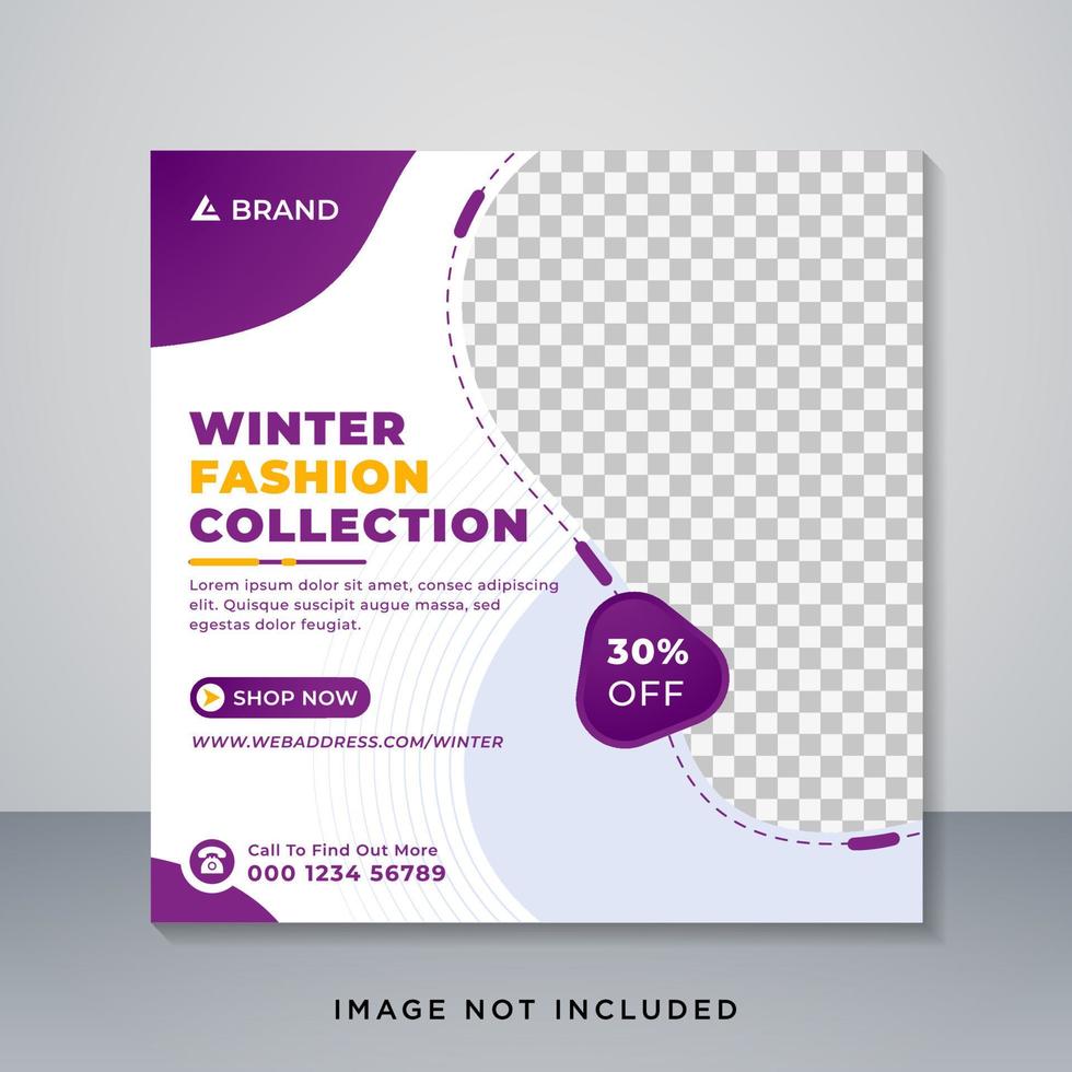 Winter Fashion Social Media Post Banner Design Template. Editable sale web banner and square flyer template. vector