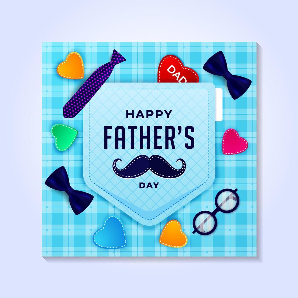 diseño de tarjeta de felicitación del día del padre feliz, plantilla de publicación de medios sociales del día del padre. vector