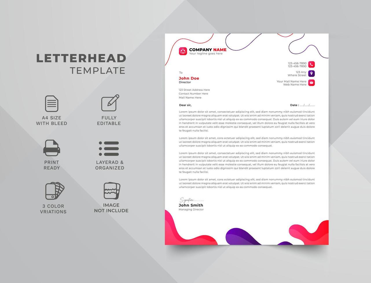 Professional corporate business letterhead Template. Simple letterhead design. vector