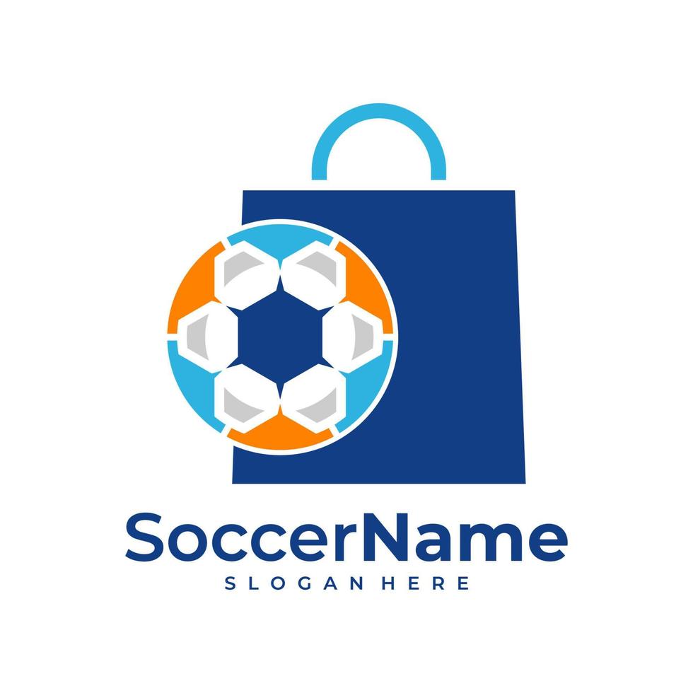 plantilla de logotipo de fútbol de tienda, vector de diseño de logotipo de tienda de fútbol