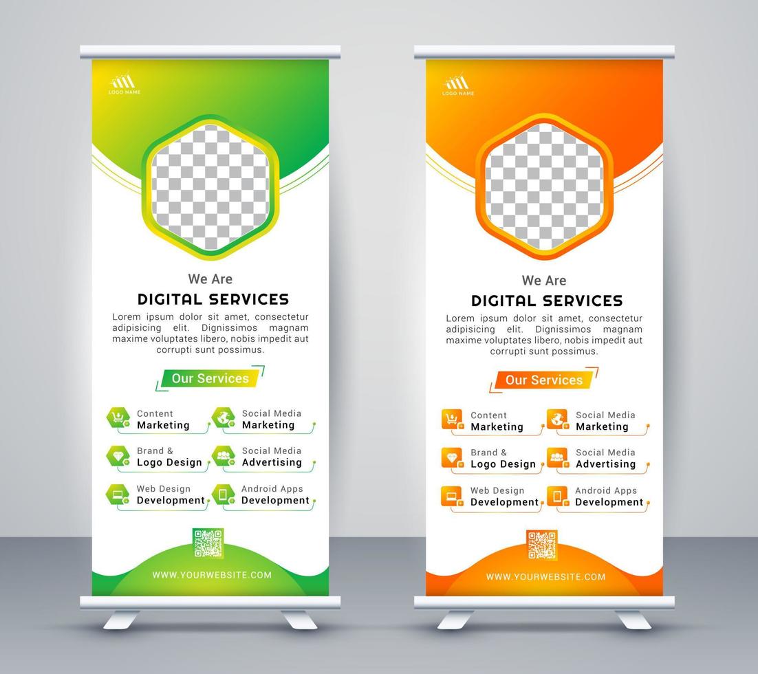 Digital services roll up banner template.. vector