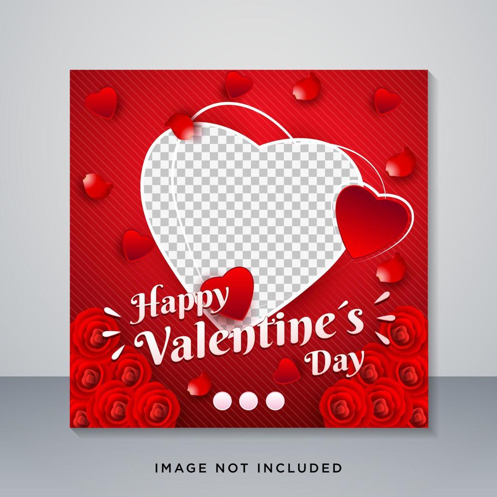 Instagram Post Happy Valentine's Day Celebration Template. vector