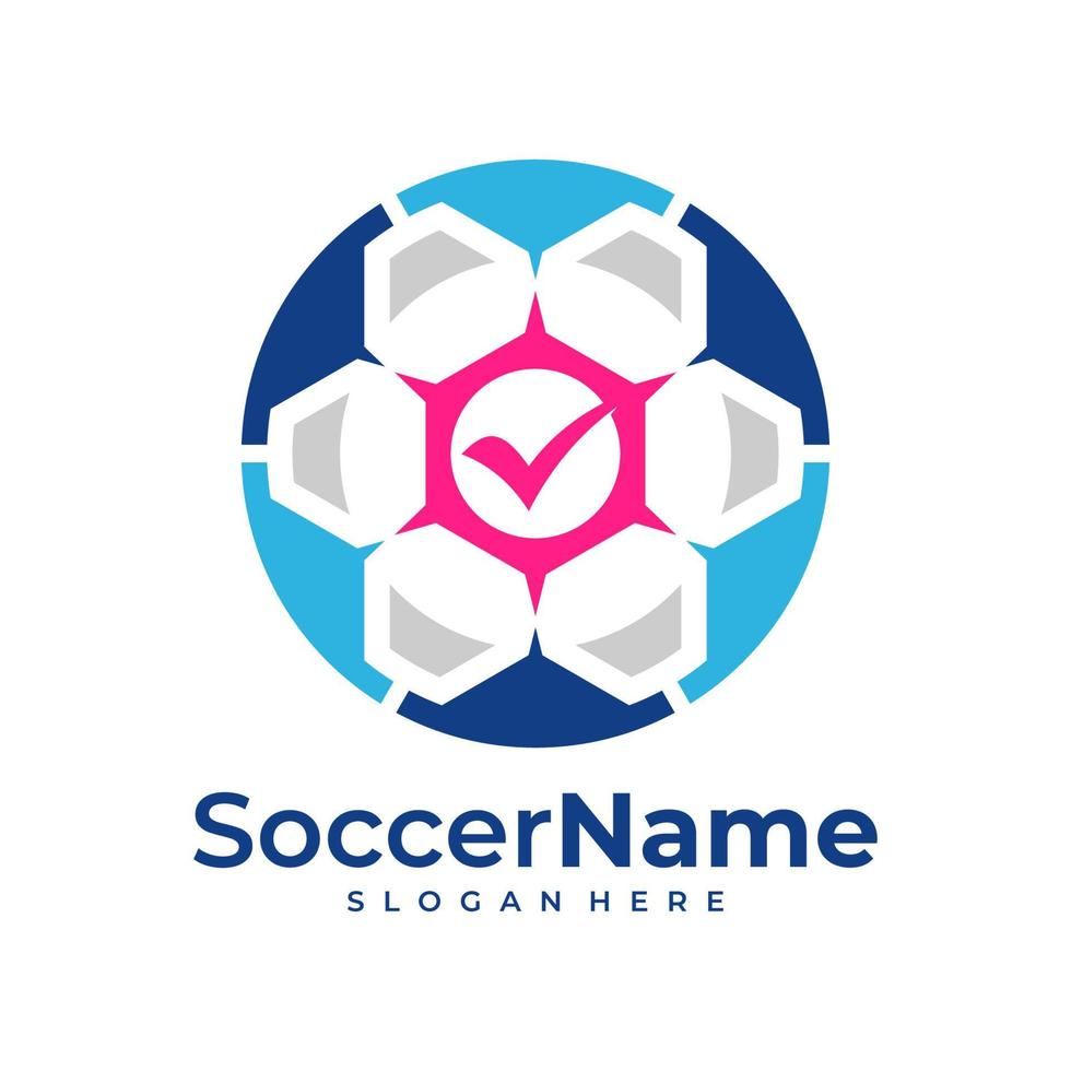 plantilla de logotipo de cheque de fútbol, vector de diseño de logotipo de cheque de fútbol