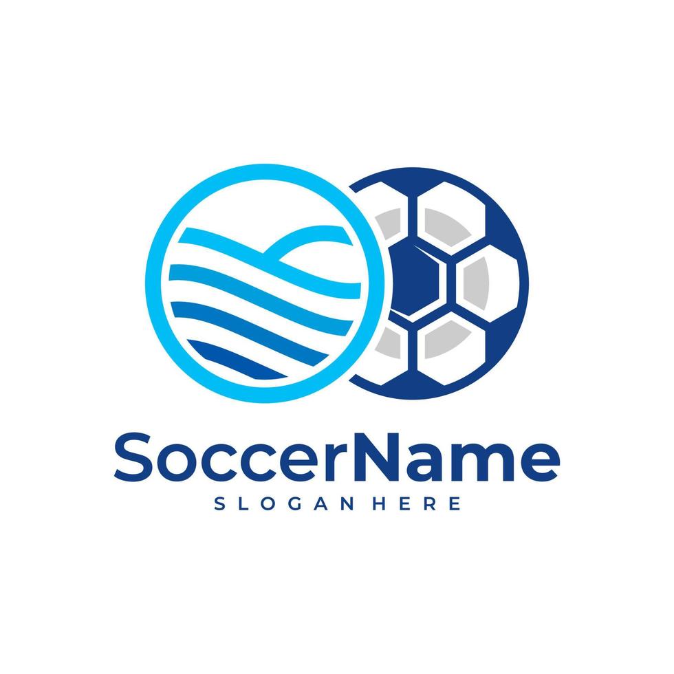 Wave Soccer logo template, Football Wave logo design vector