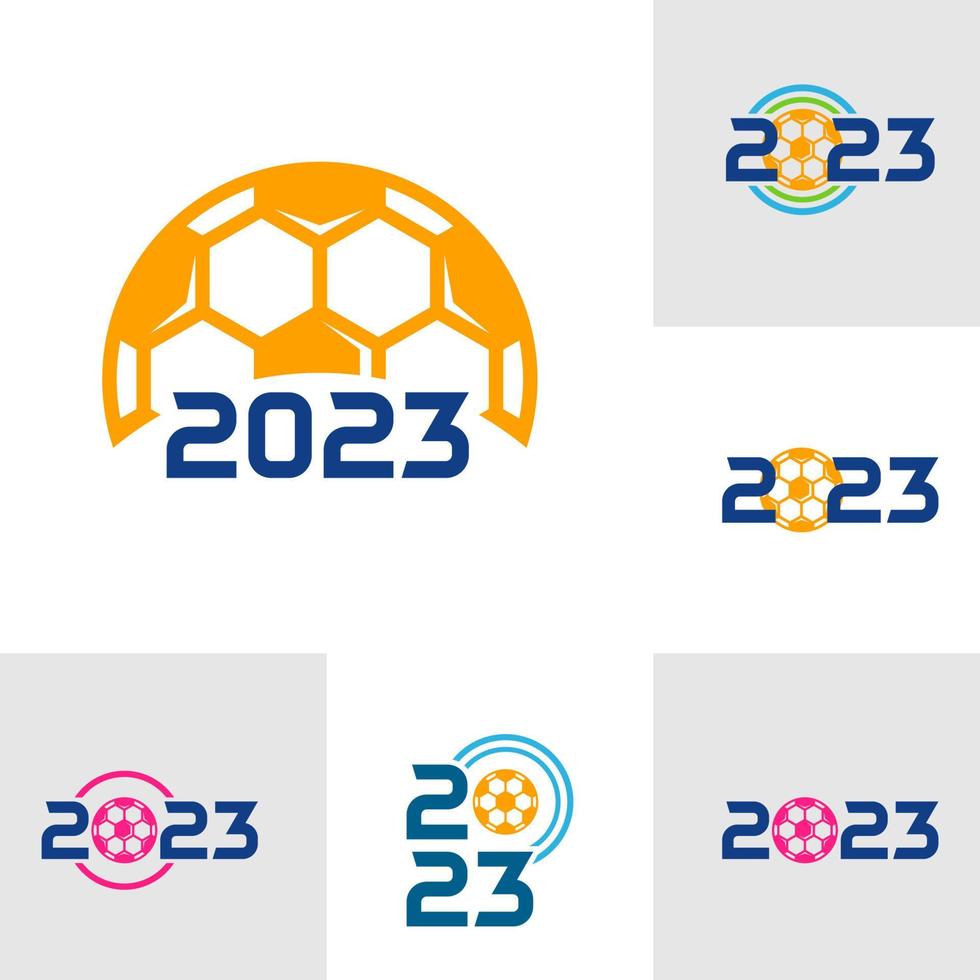 conjunto de plantilla de logotipo de fútbol 2023, vector de diseño de logotipo de fútbol 2023