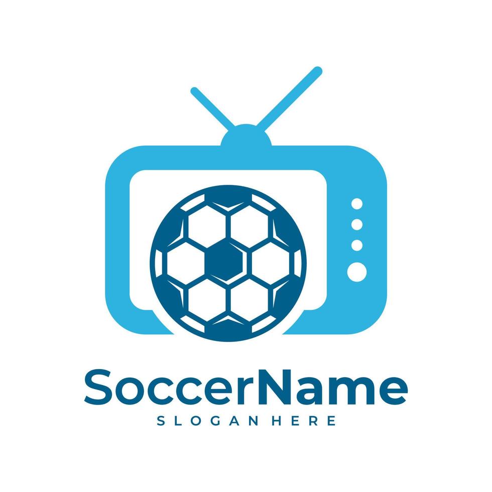 plantilla de logotipo de fútbol de televisión, vector de diseño de logotipo de fútbol