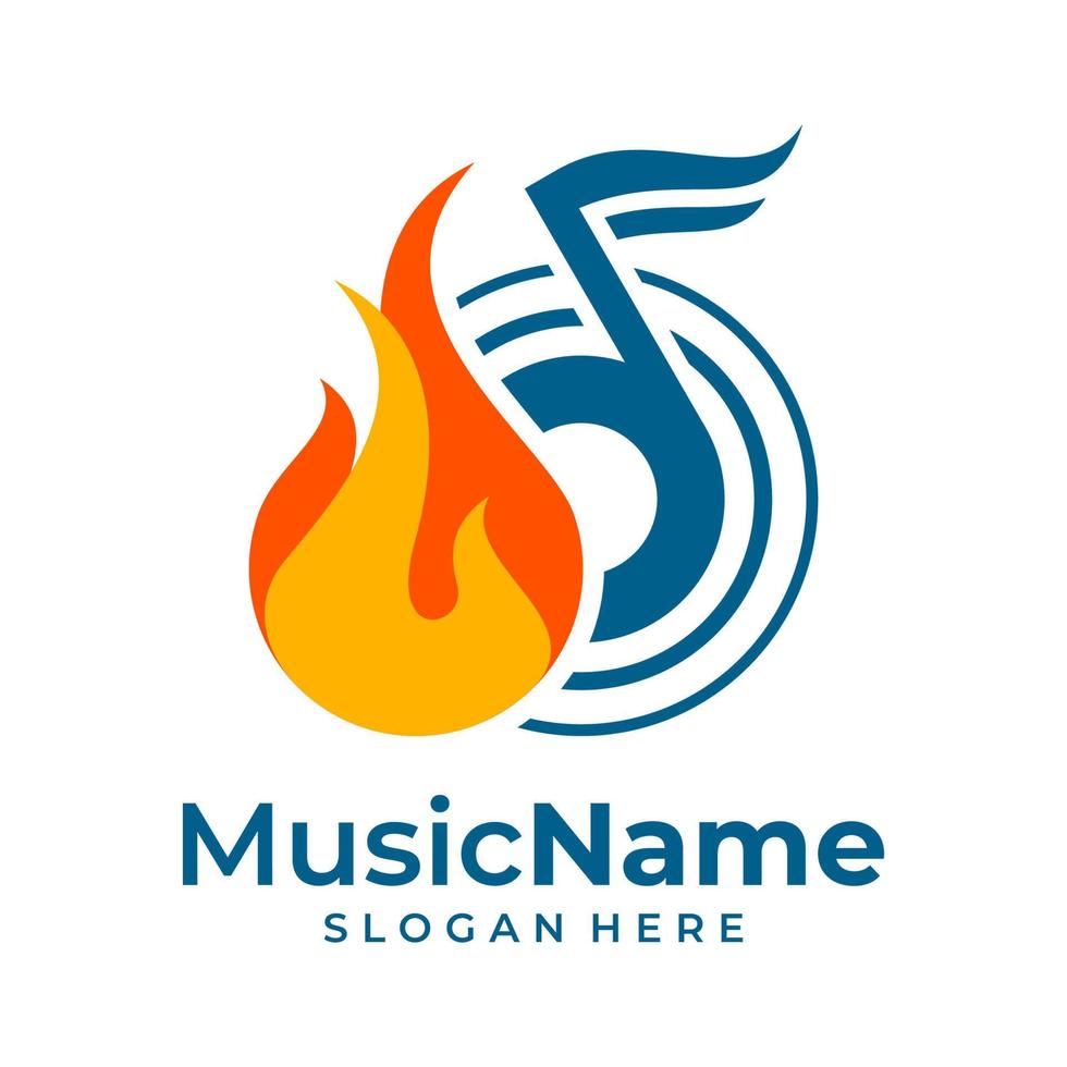 Fire Music Logo Vector. Music Fire logo design template vector