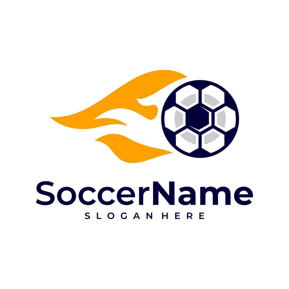 Fire Soccer logo template, Football logo design vector