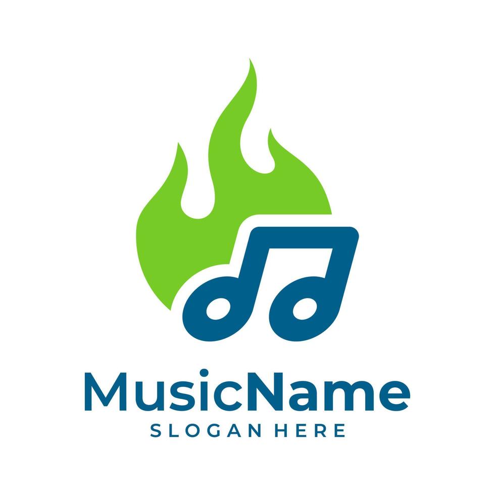Fire Music Logo Vector. Music Fire logo design template vector