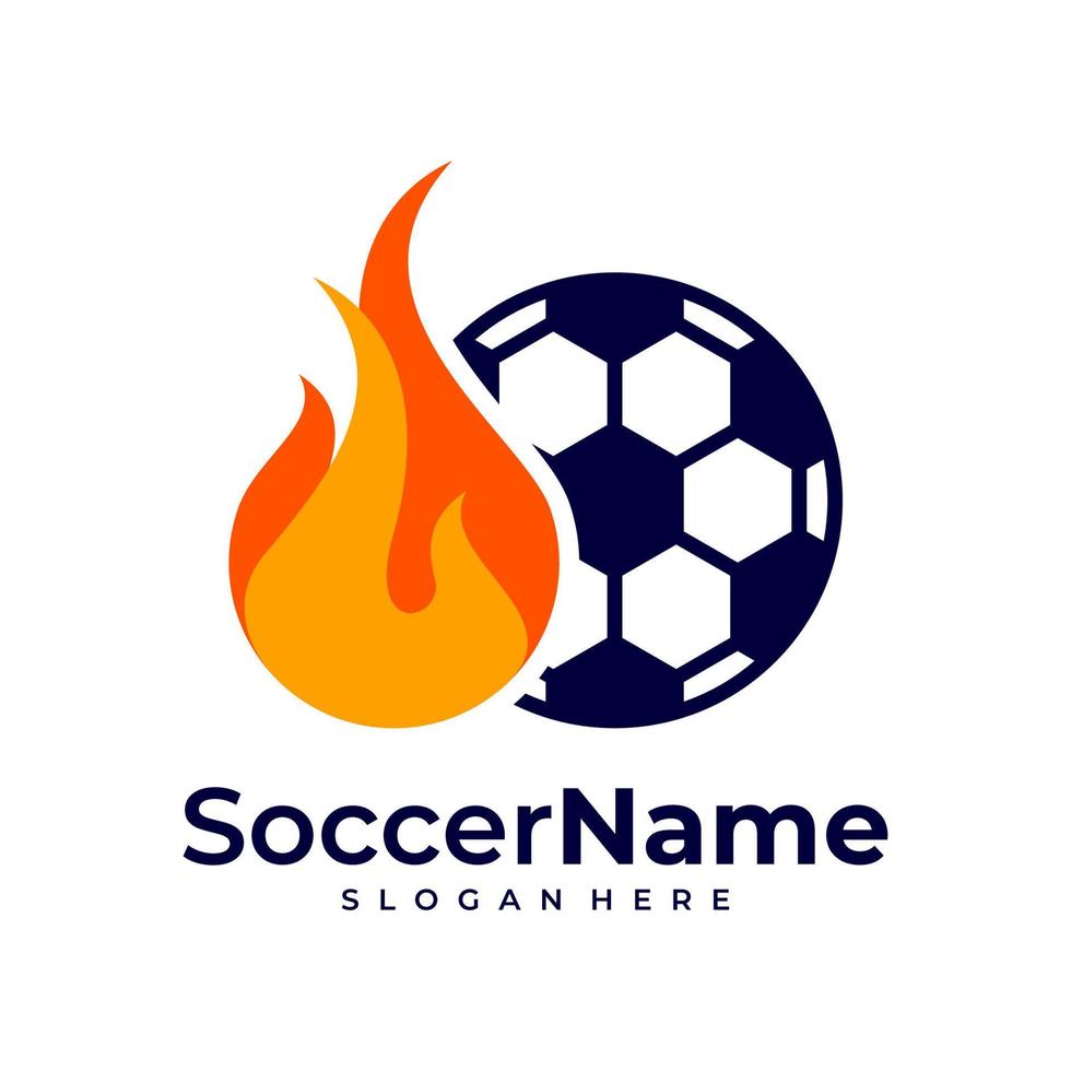 Fire Soccer logo template, Football logo design vector