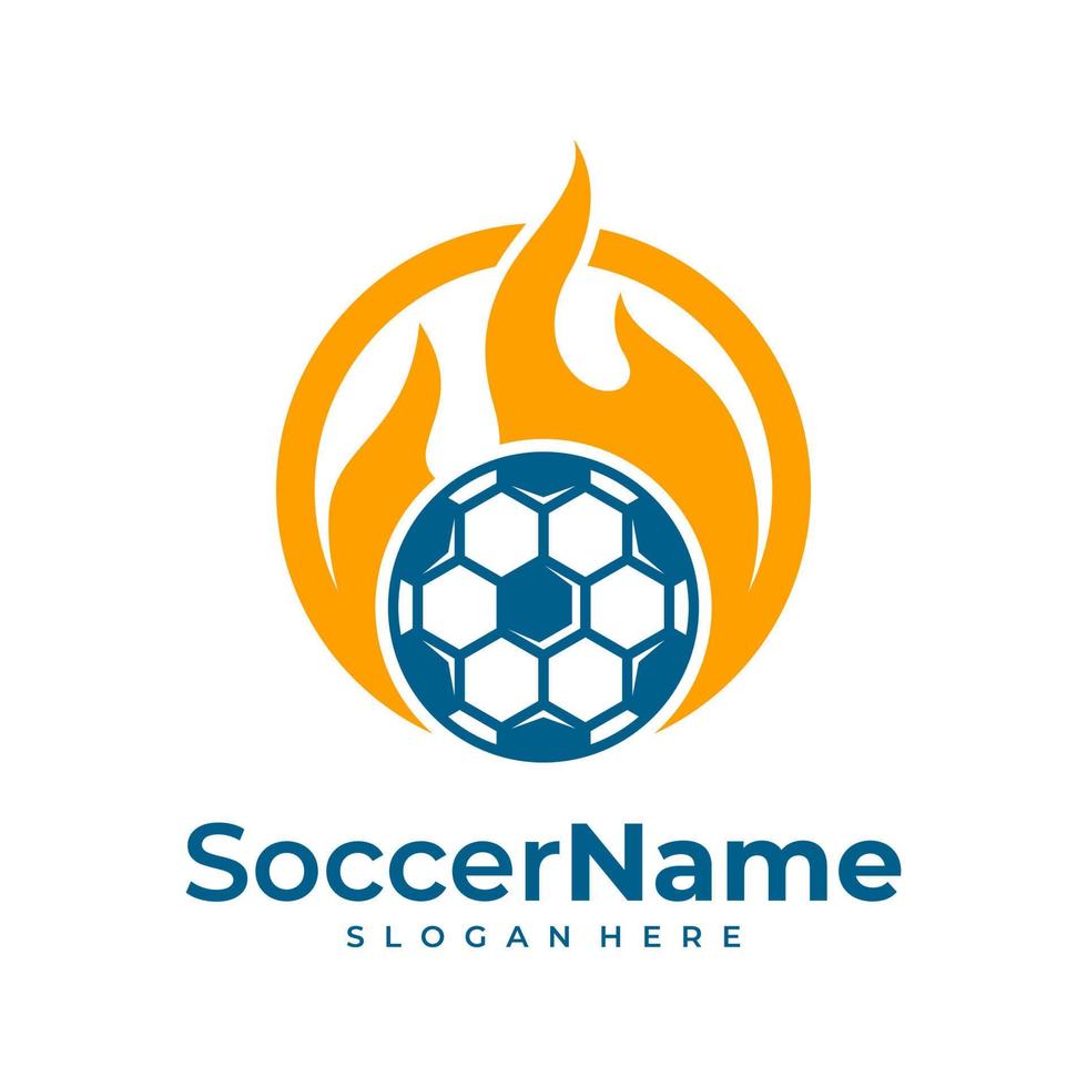 Fire Soccer logo template, Football logo design vector