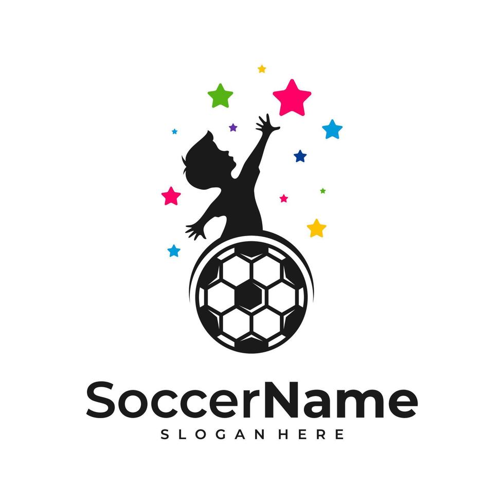 Kids Soccer logo template, Football logo design vector