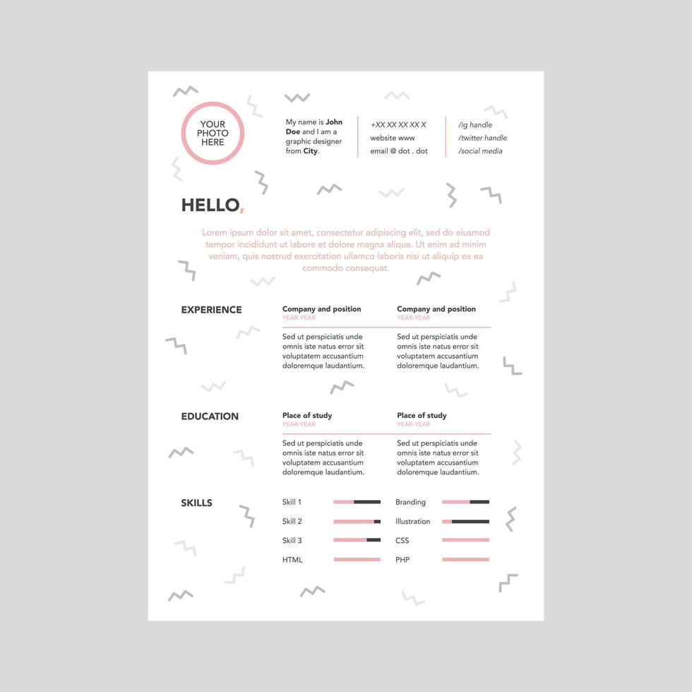 Cute Resume for a Graphic Designer vector