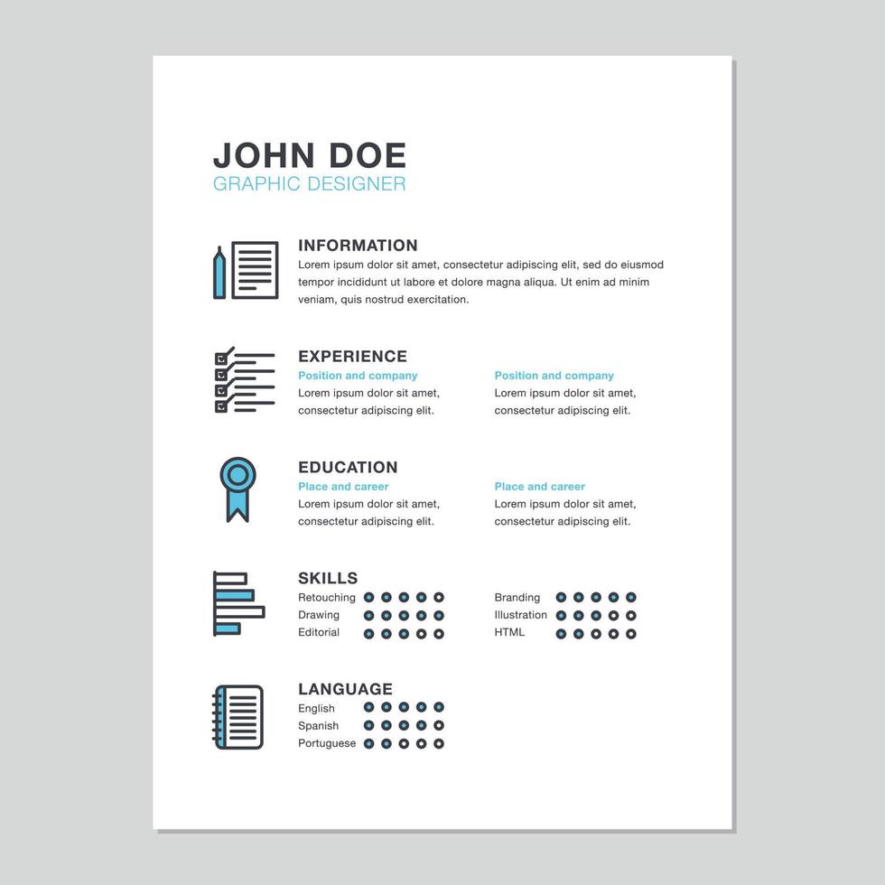 Minimal Graphic Designer Resume vector