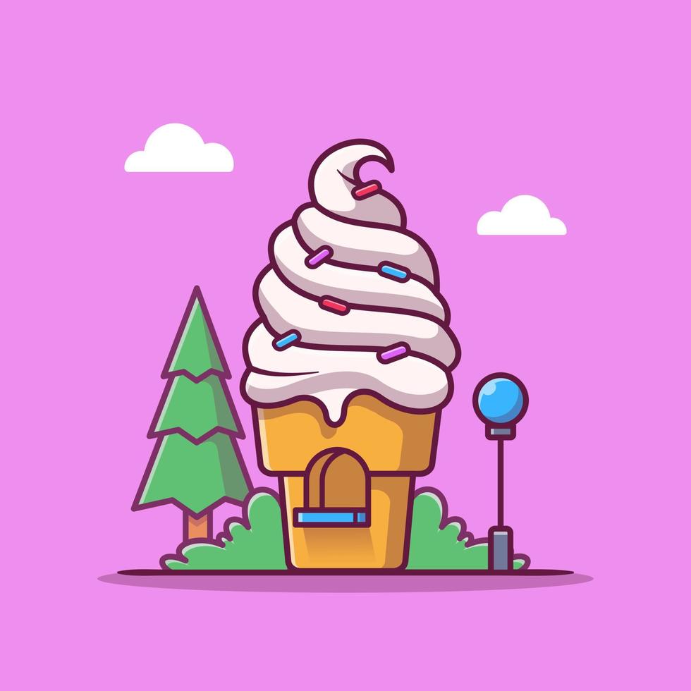 ilustración de icono de vector de dibujos animados de tienda de helados. concepto de icono de edificio de tienda de alimentos vector premium aislado. estilo de dibujos animados plana