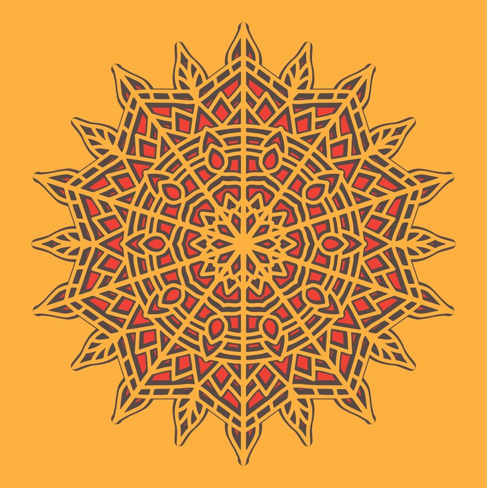 laser cut 3d Mandala pattern.  3d islamic mandala vector