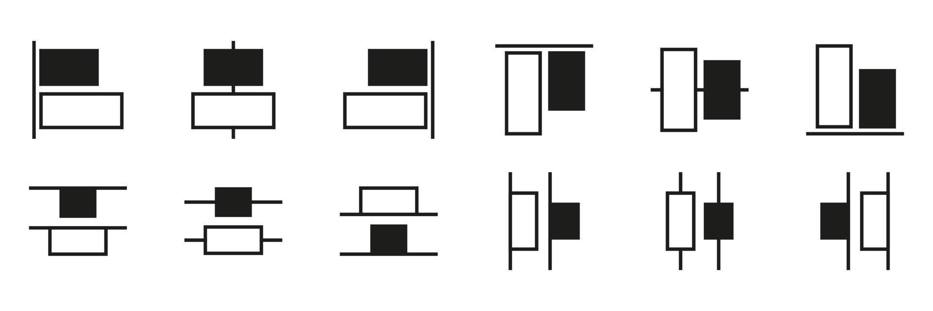 Alignment set icons, vector collection