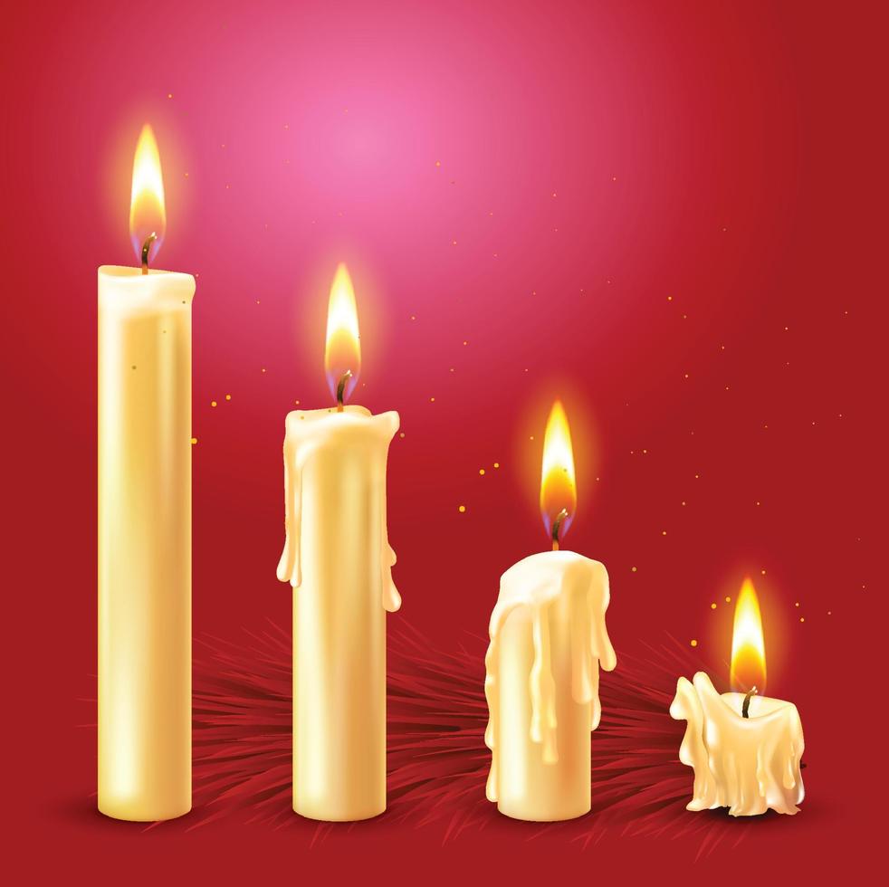 candle on fir branches with Christmas decoration vector