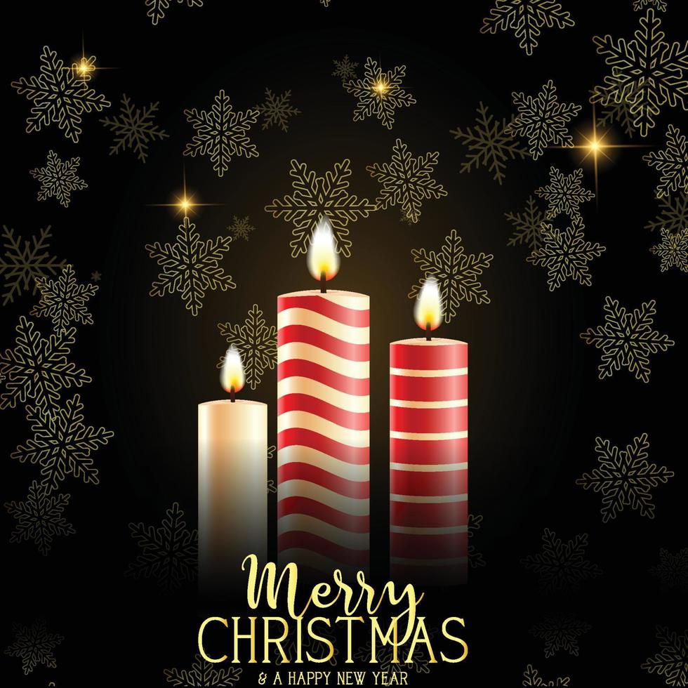 Christmas background with burning candles and gold stars vector