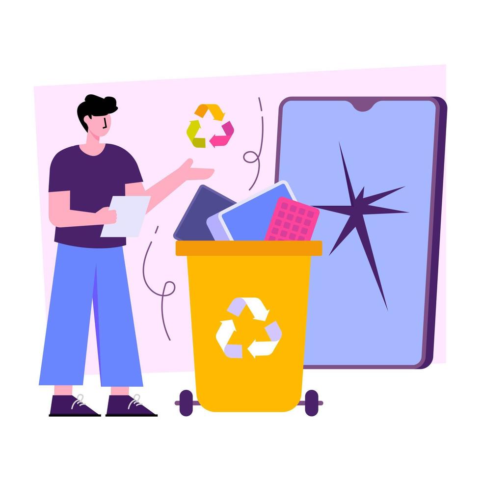 Conceptual flat design illustration waste recycling vector