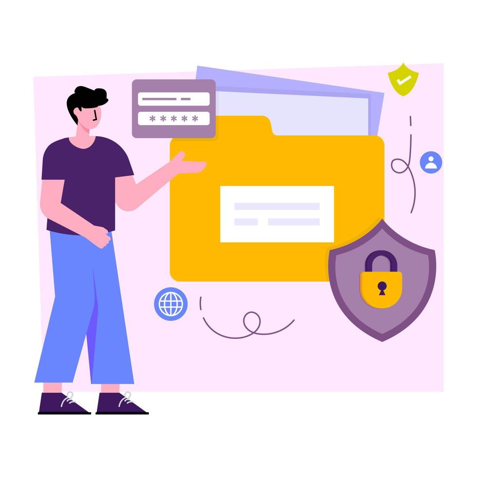 Trendy design illustration of folder security vector