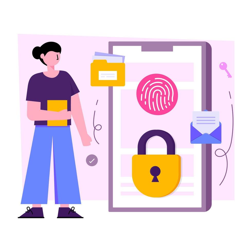 Unique design illustration of mobile fingerprint access vector