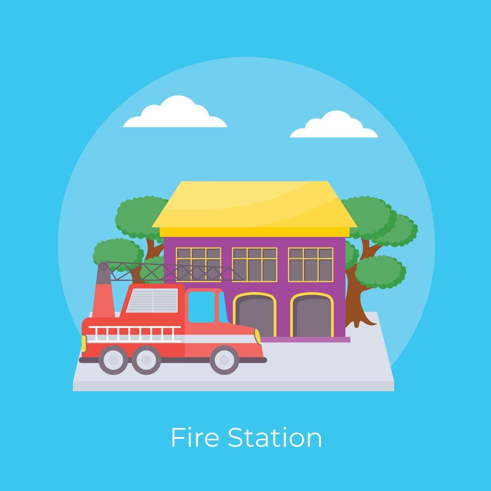 Trendy Fire Station vector