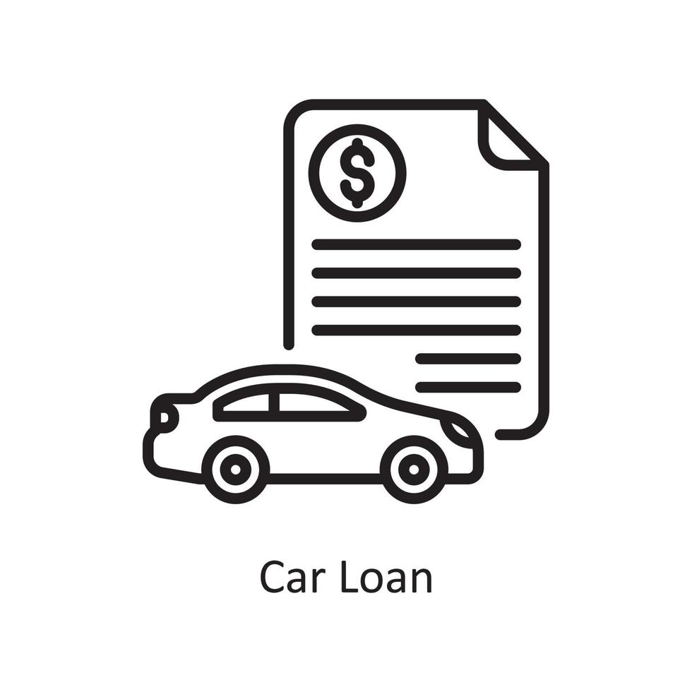 Car Loan Vector Outline Icon Design illustration. Business and Finance Symbol on White background EPS 10 File