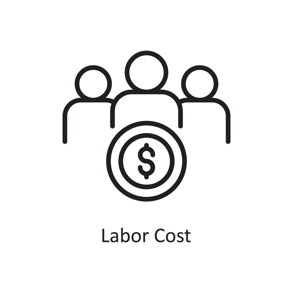 Labor Cost Vector Outline Icon Design illustration. Business and Finance Symbol on White background EPS 10 File