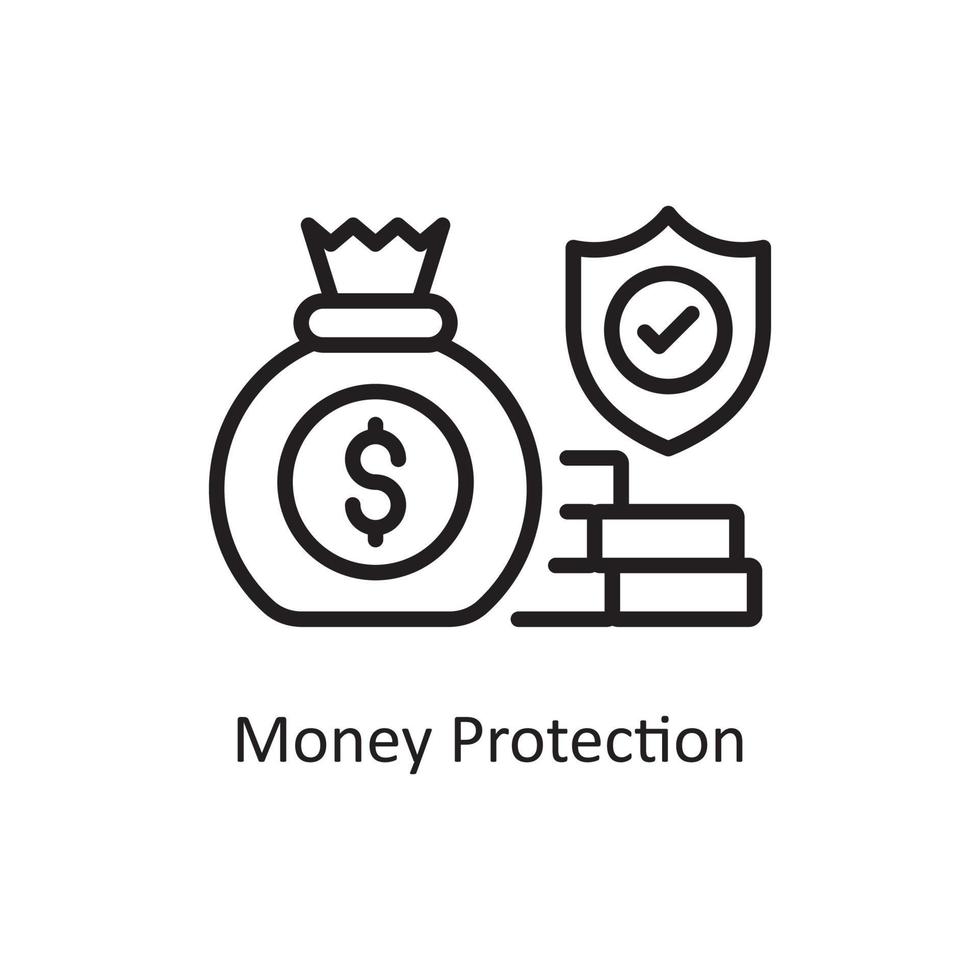 Money Protection Vector Outline Icon Design illustration. Business and Finance Symbol on White background EPS 10 File