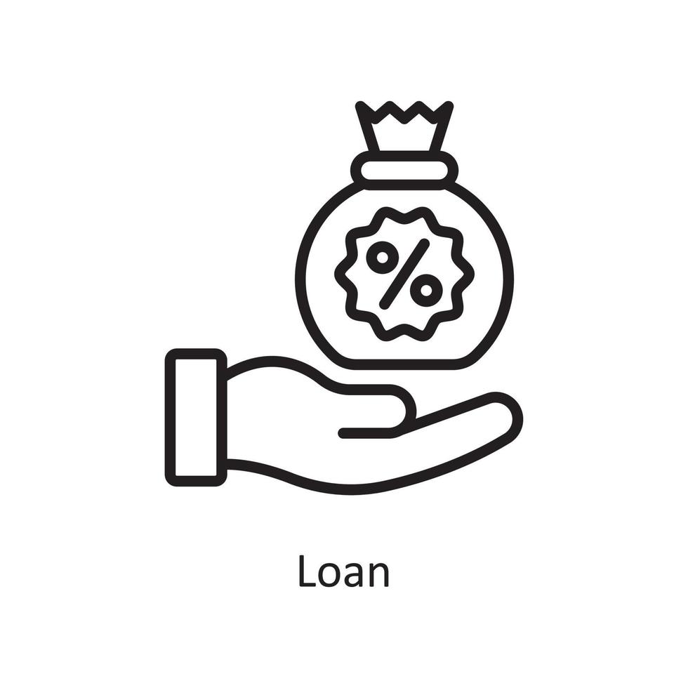 Loan  Vector Outline Icon Design illustration. Business and Finance Symbol on White background EPS 10 File