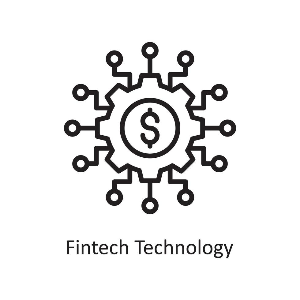 Fintech Technology Vector Outline Icon Design illustration. Business and Finance Symbol on White background EPS 10 File