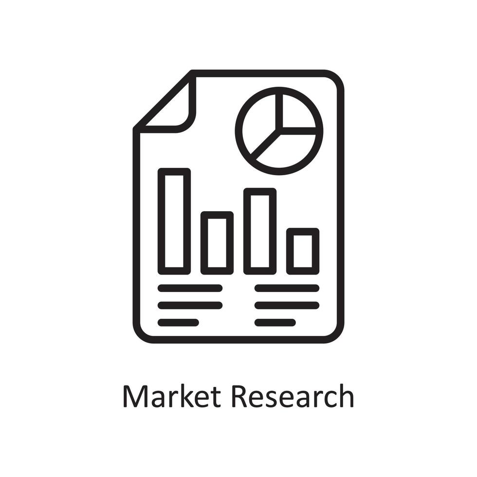 Market Research Vector Outline Icon Design illustration. Business and Finance Symbol on White background EPS 10 File