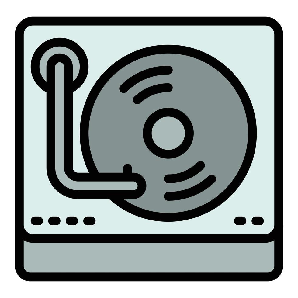 Retro vinyl player icon, outline style vector