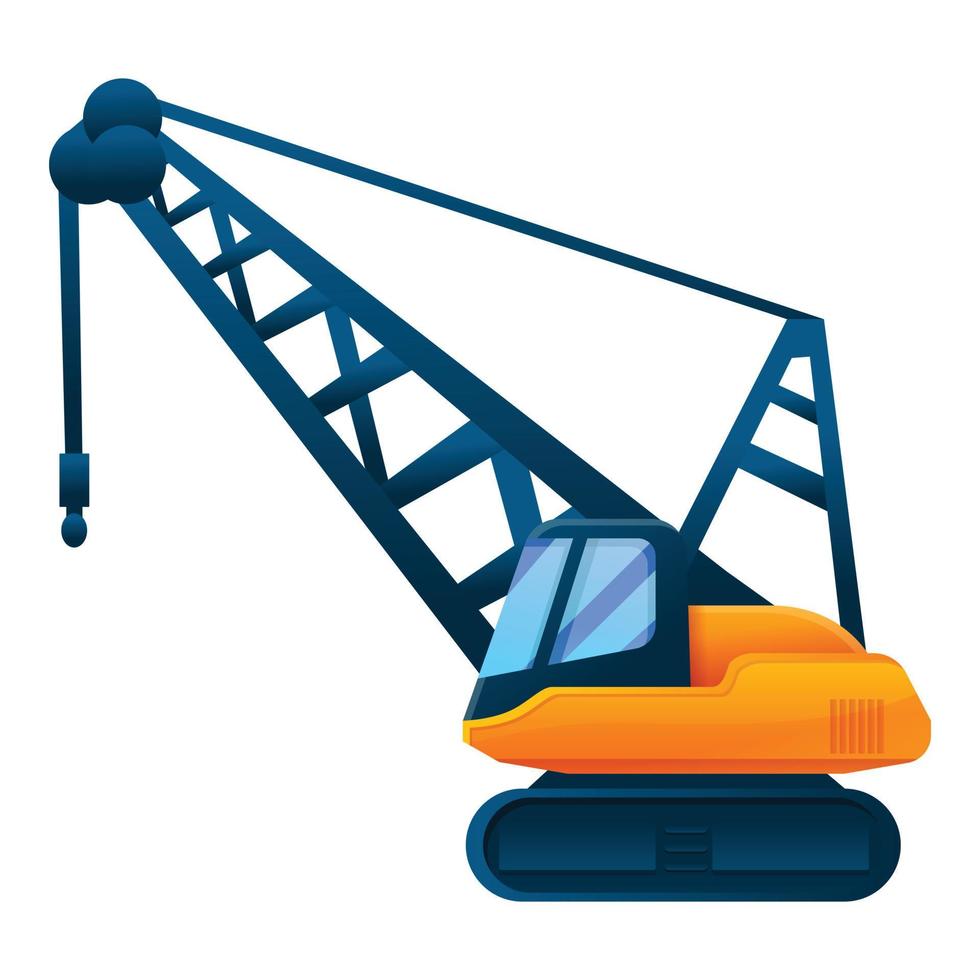 Excavator crane icon, cartoon style vector
