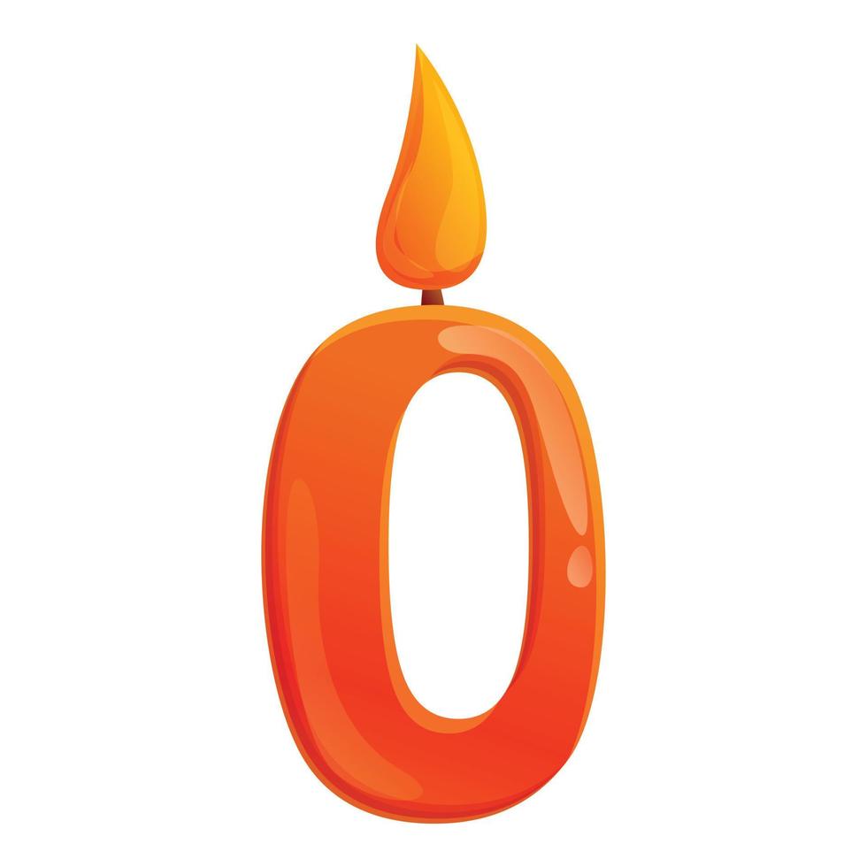Zero number candle icon, cartoon style vector