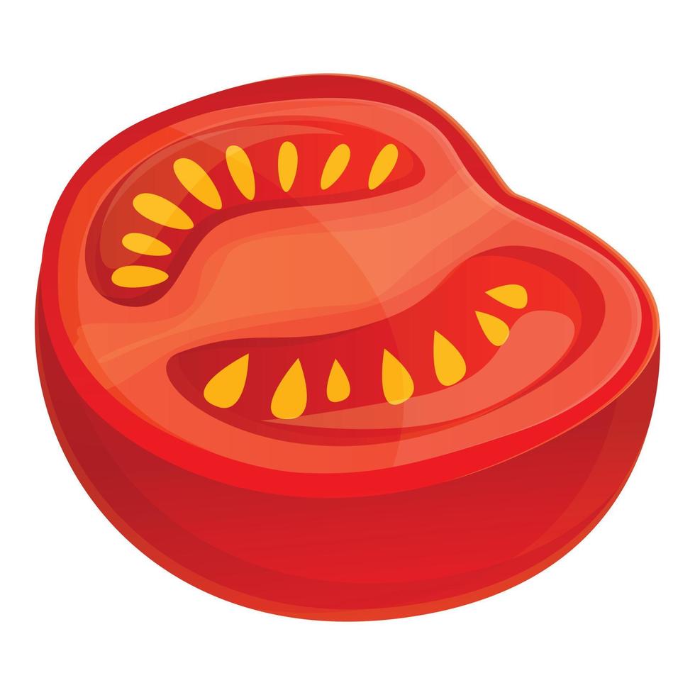 icono de medio tomate, estilo de dibujos animados vector