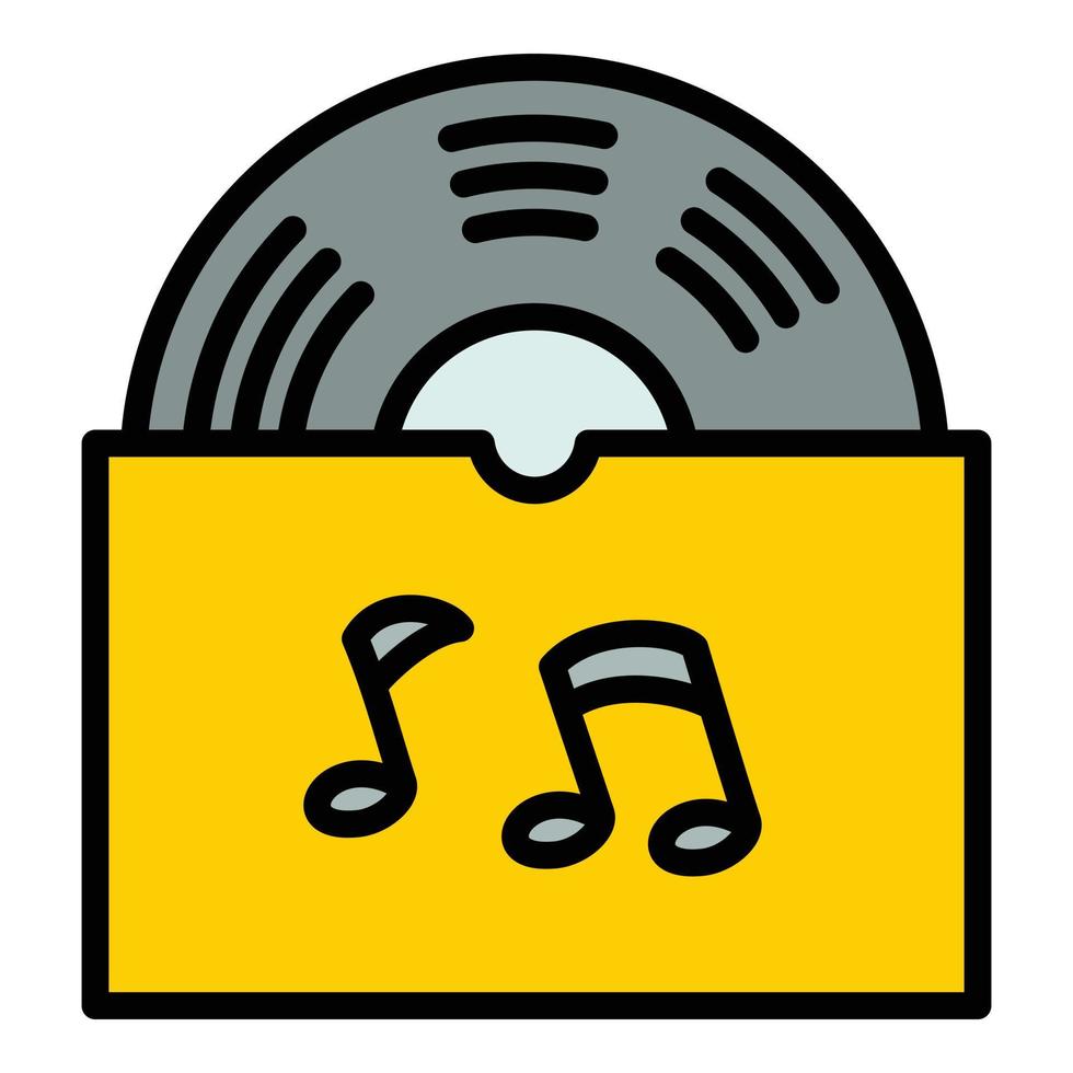 Vinyl disc icon, outline style vector