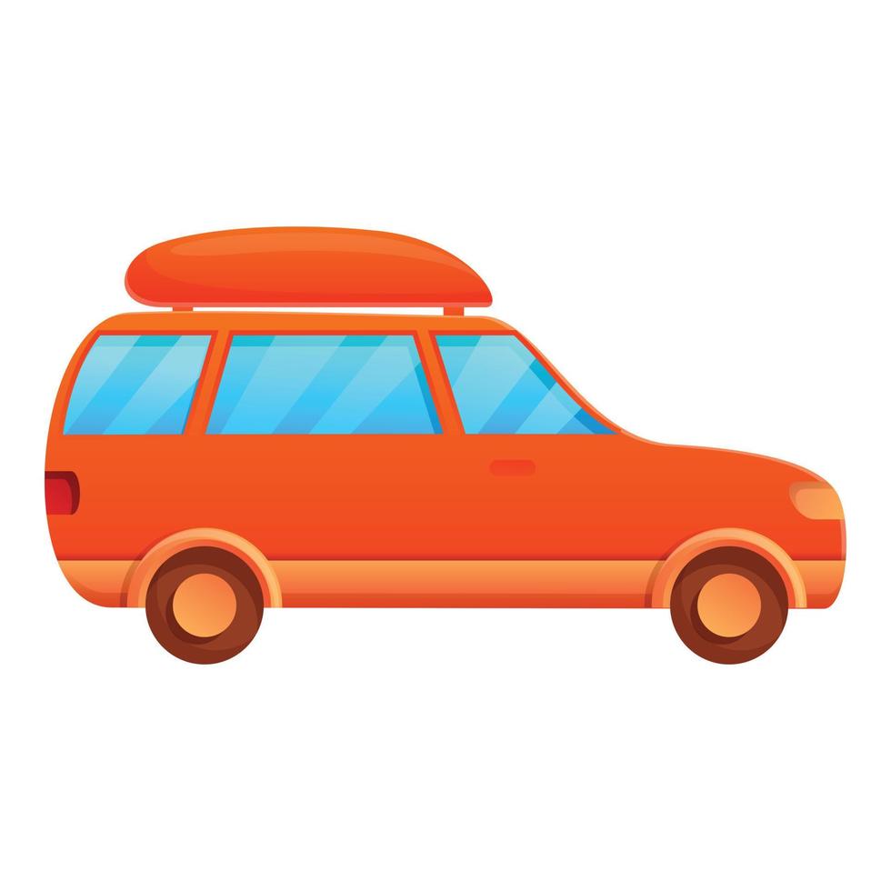 icono de coche de viaje, estilo de dibujos animados vector