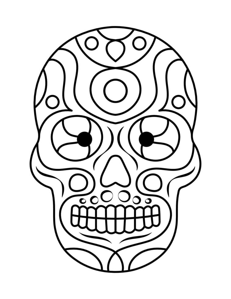 Simple skull coloring pages for adults vector