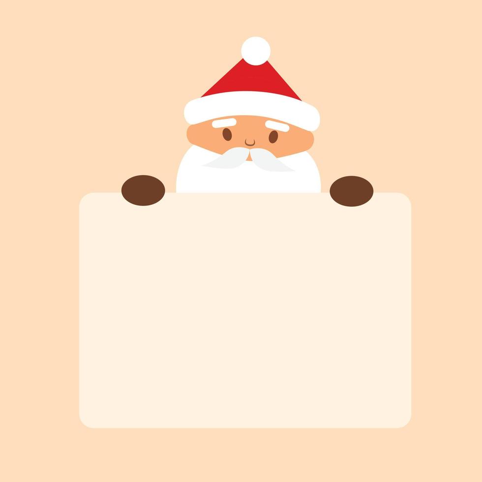 Santa Claus is looking out from paper. Vector illustration.