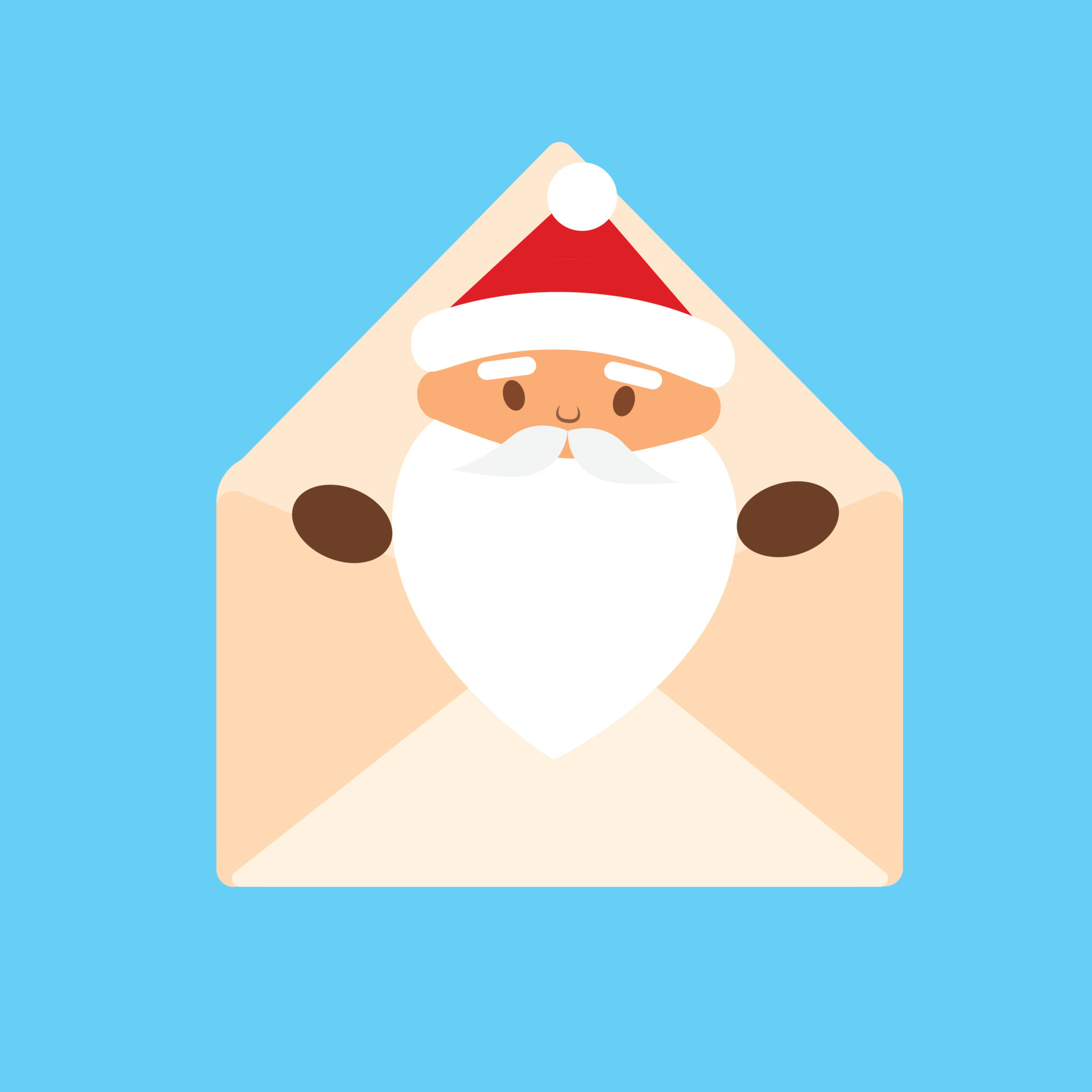 Cut cartoon Santa Claus looks out of the envelope 14218196 Vector Art ...