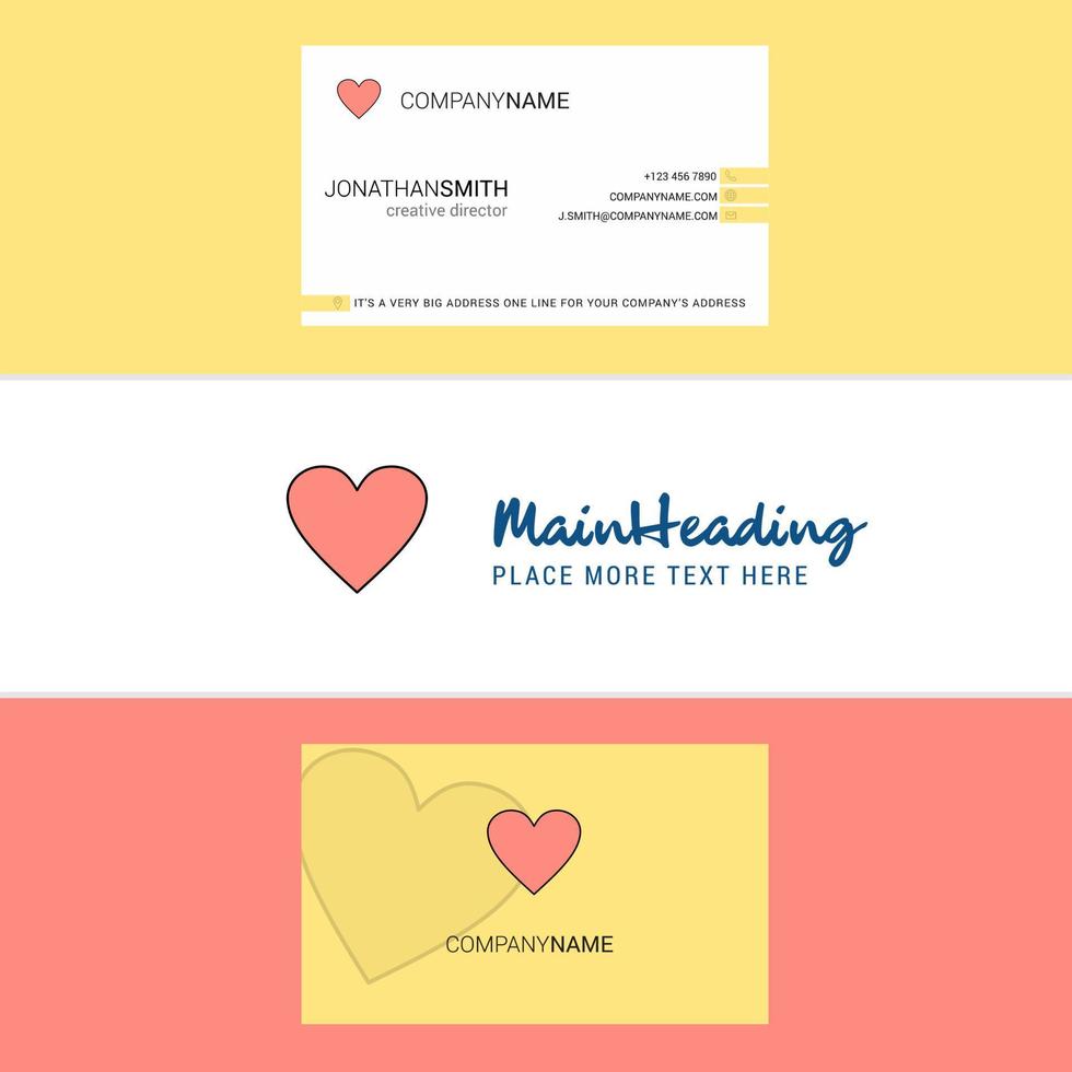 Beautiful Heart Logo and business card vertical Design Vector